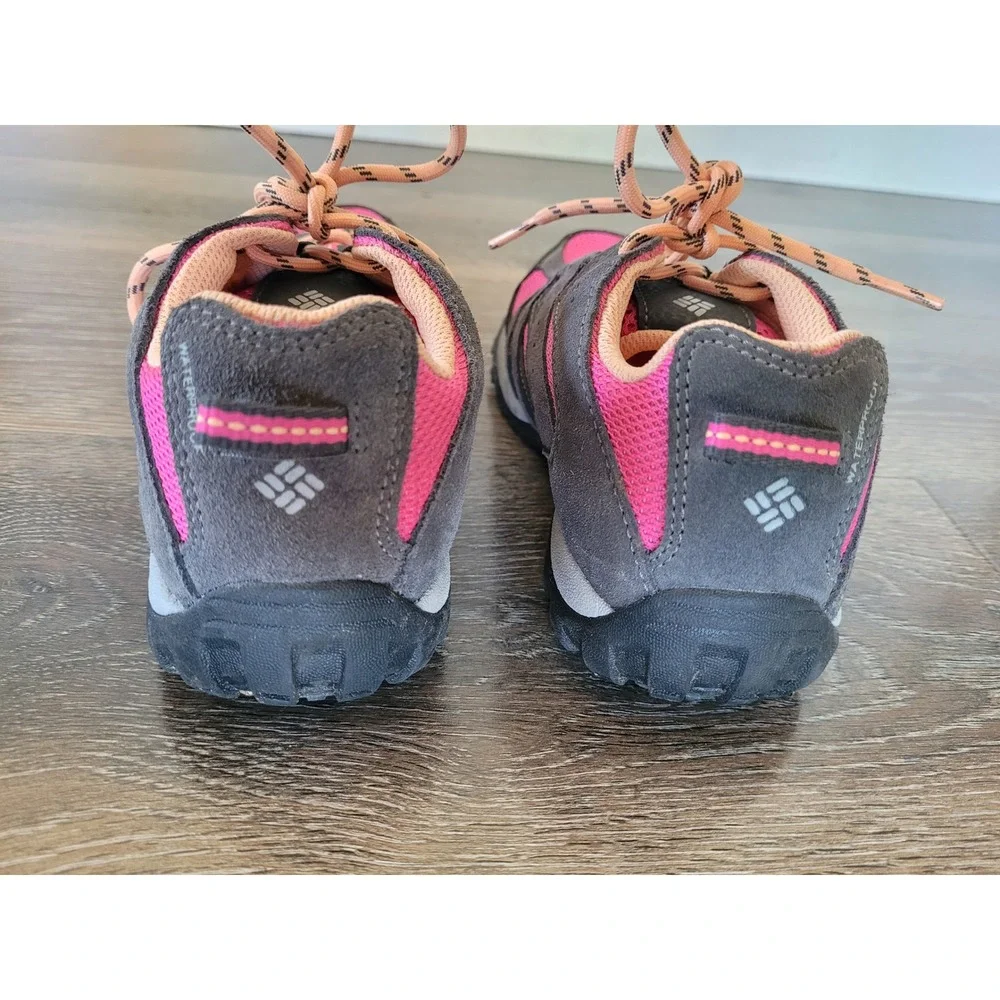 Columbia Youth Redmond Waterproof Hiking Shoes Charcoal Pink Size 3Y #6